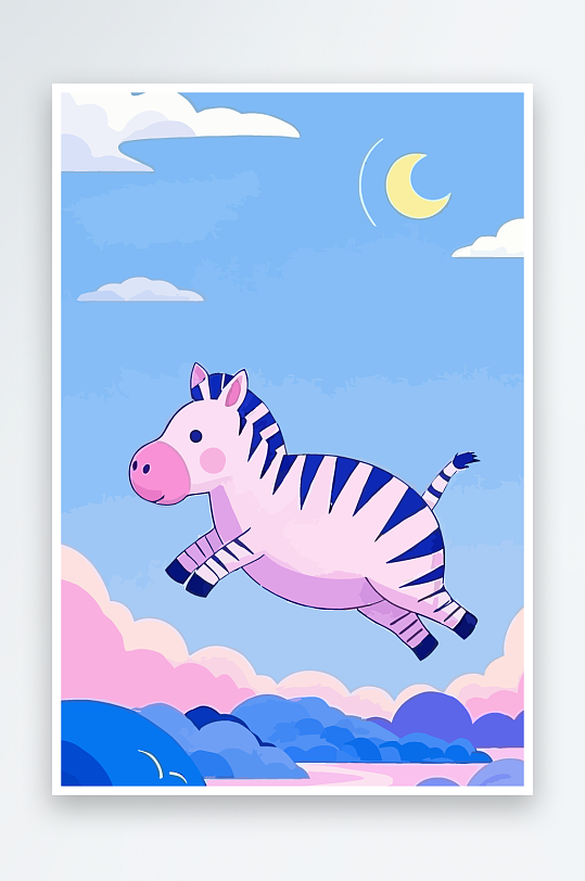 斑马风景矢量插画元素-众图网
