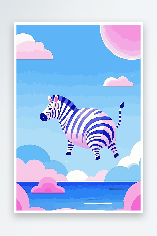 斑马风景矢量插画元素-众图网