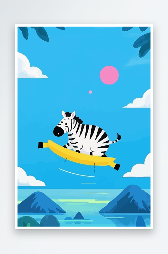 斑马风景矢量插画元素-众图网