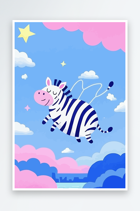 斑马风景矢量插画元素-众图网