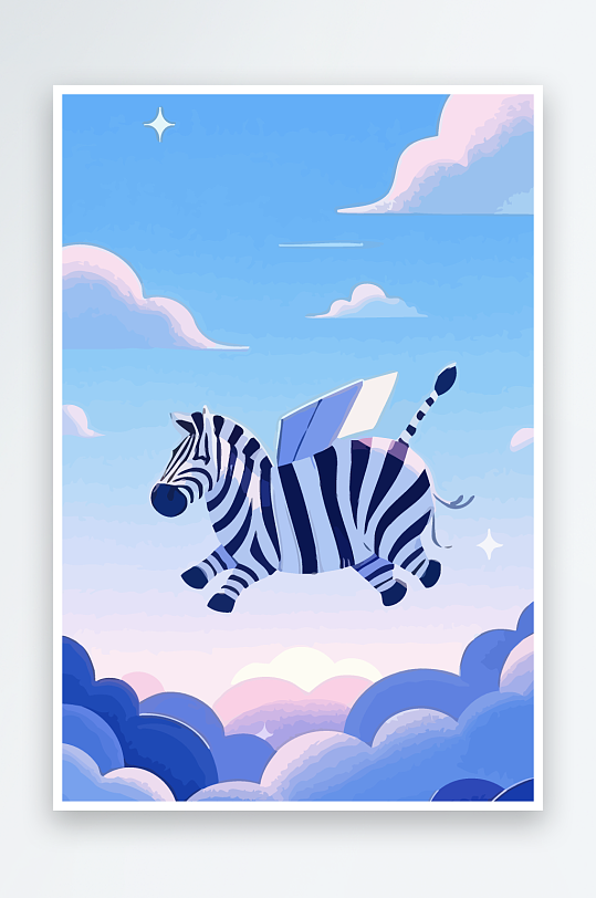 斑马风景矢量插画元素-众图网