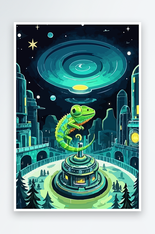 变色龙矢量插画图形元素-众图网