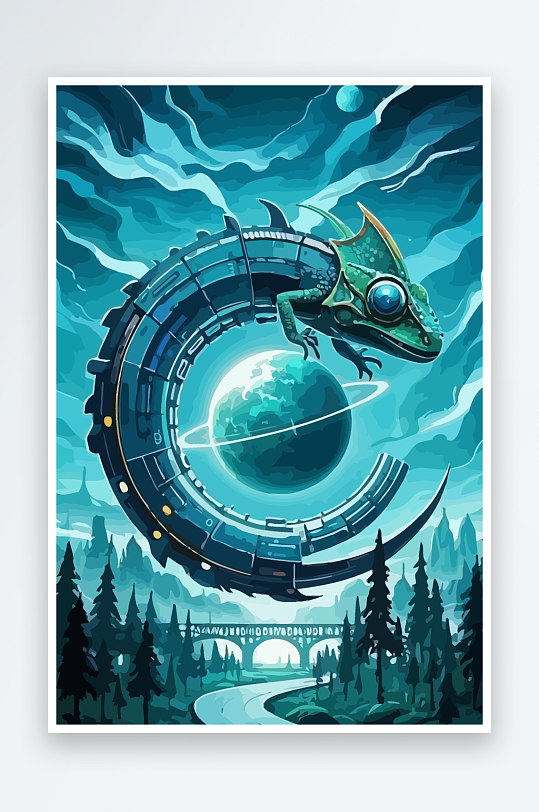 变色龙矢量插画图形元素-众图网