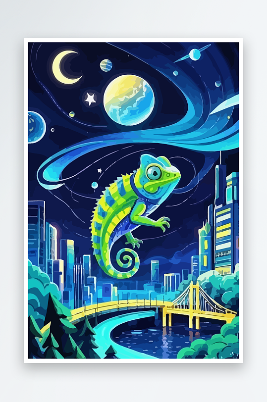 变色龙矢量插画图形元素-众图网