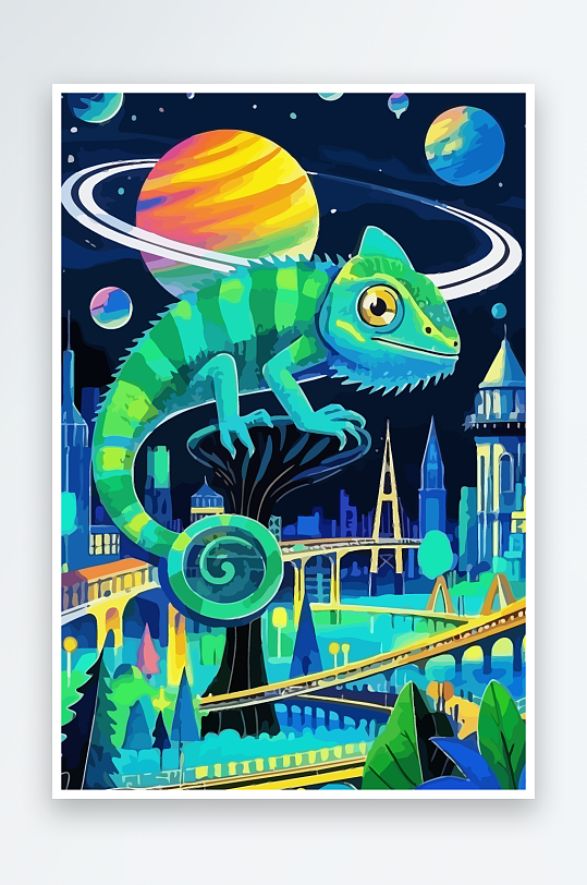 变色龙矢量插画图形元素-众图网