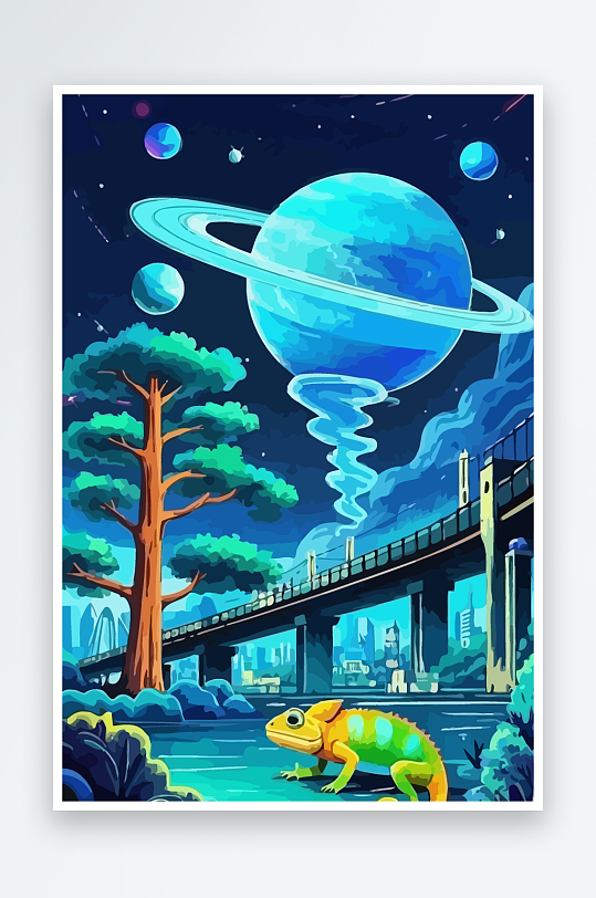 变色龙矢量插画图形元素-众图网