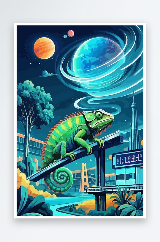 变色龙矢量插画图形元素-众图网