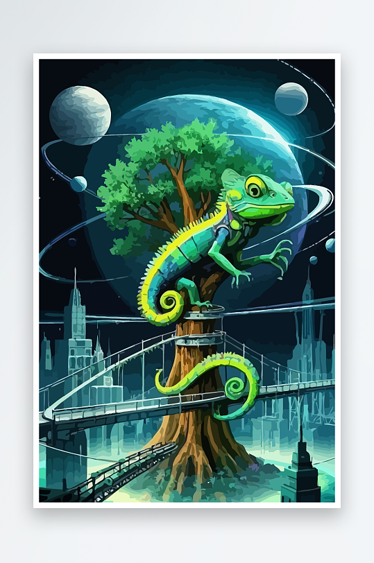 变色龙矢量插画图形元素-众图网