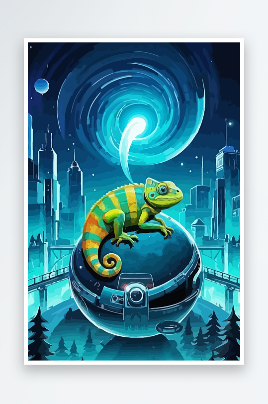 变色龙矢量插画图形-众图网