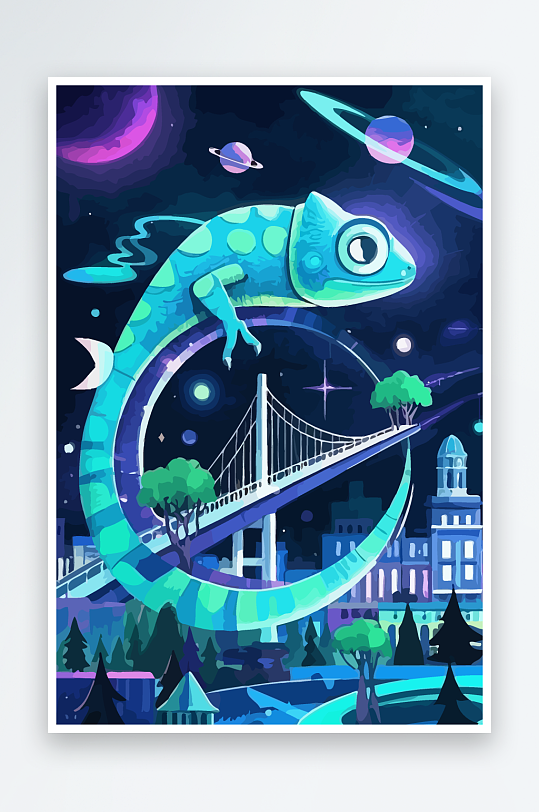 变色龙矢量插画图形元素-众图网