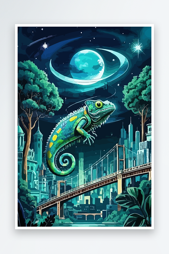 变色龙矢量插画图形元素-众图网