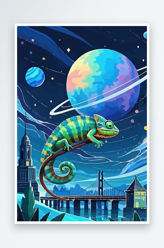 变色龙矢量插画图形元素-众图网