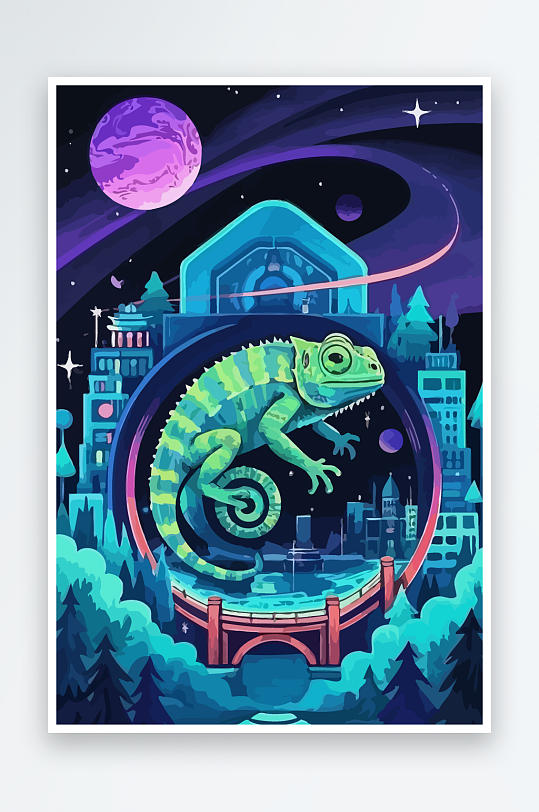 变色龙矢量插画图形元素-众图网