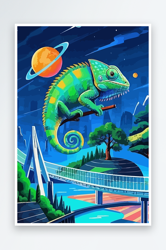 变色龙矢量插画图形元素-众图网