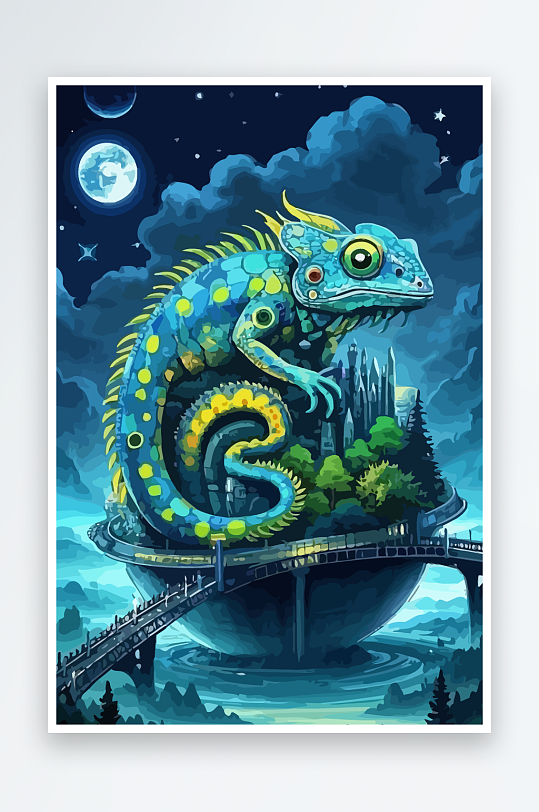 变色龙矢量插画图形元素-众图网