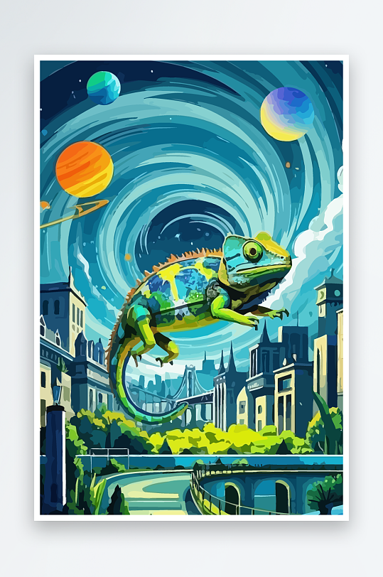 变色龙矢量插画图形元素-众图网