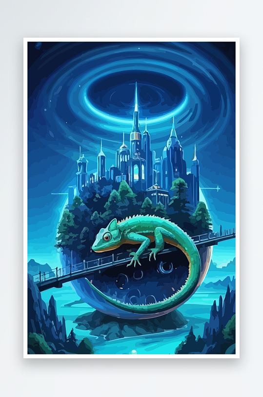 变色龙矢量插画图形-众图网