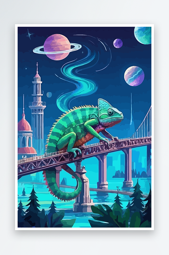 变色龙矢量插画图形-众图网