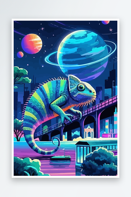 变色龙矢量插画图形元素-众图网