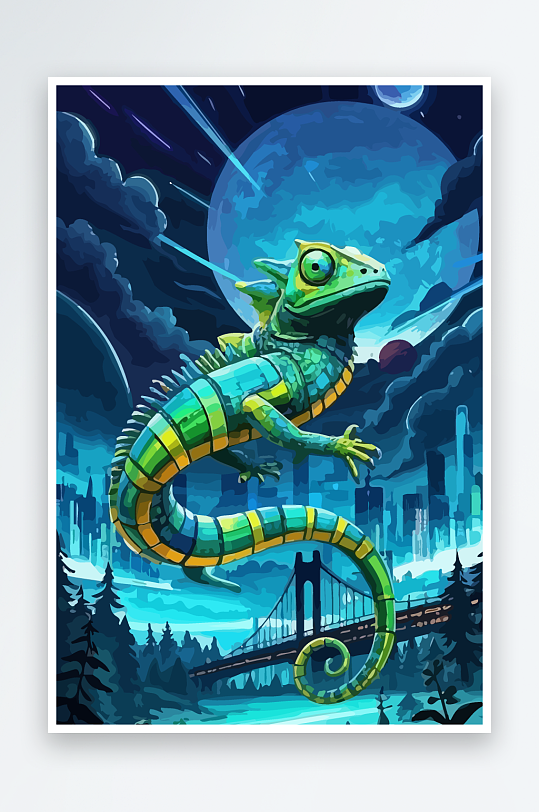 变色龙矢量插画图形元素-众图网