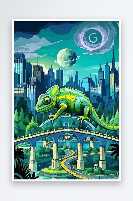 变色龙矢量插画图形元素-众图网