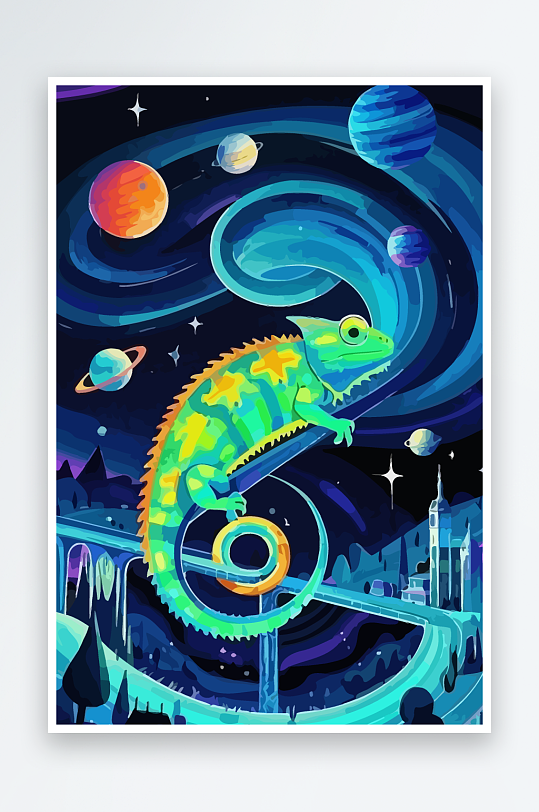 变色龙矢量插画图形元素-众图网