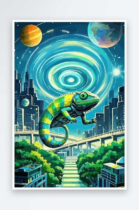 变色龙矢量插画图形元素-众图网