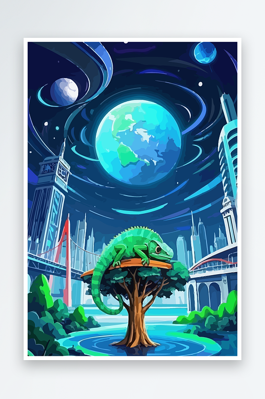 变色龙矢量插画图形元素-众图网