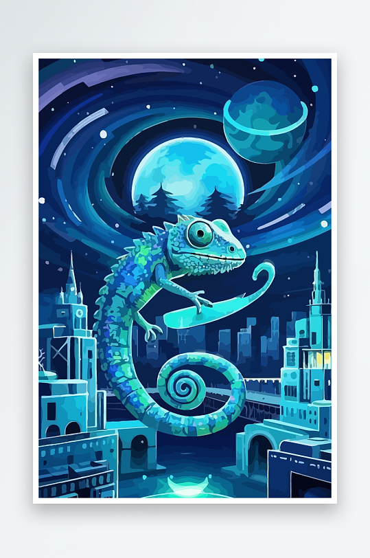 变色龙矢量插画图形元素-众图网