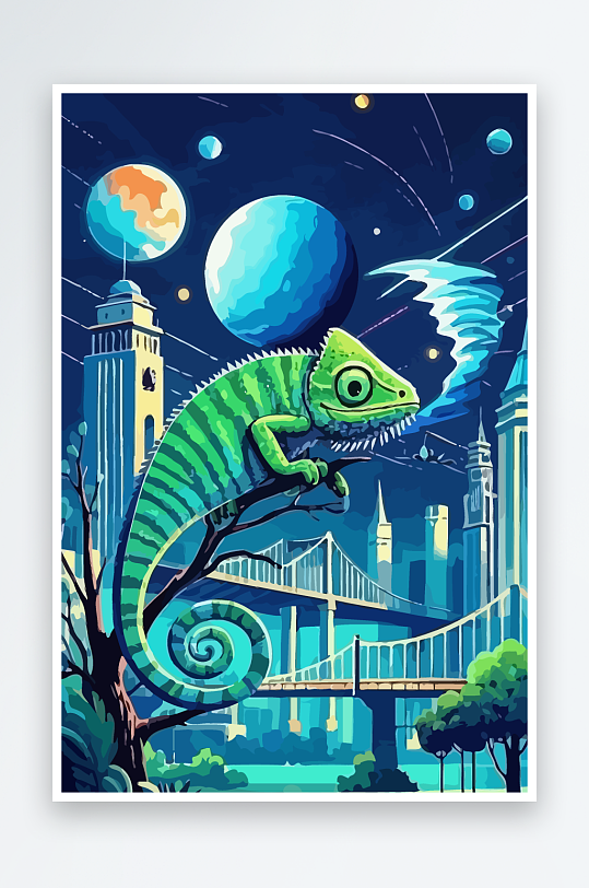 变色龙矢量插画图形元素-众图网