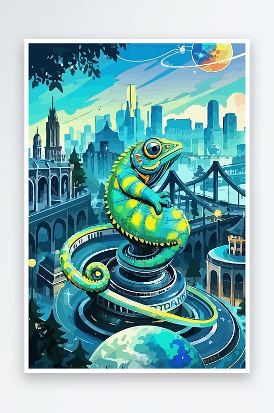 变色龙矢量插画图形元素-众图网