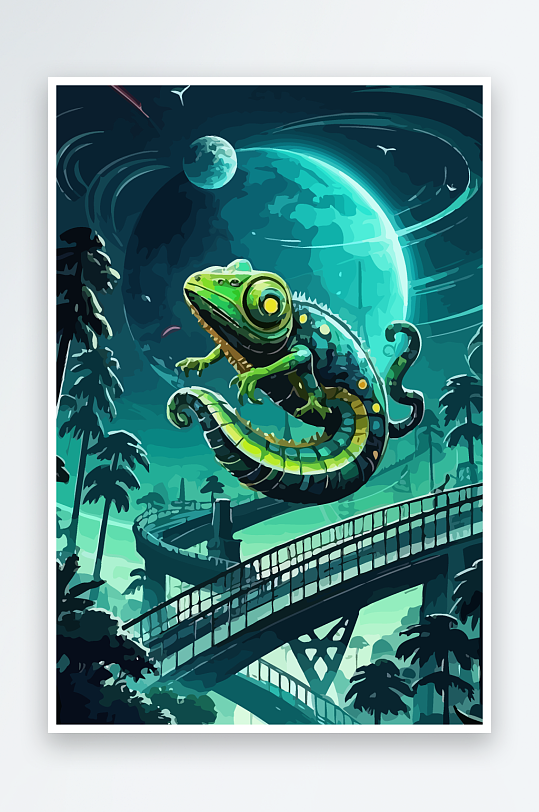 变色龙矢量插画图形-众图网