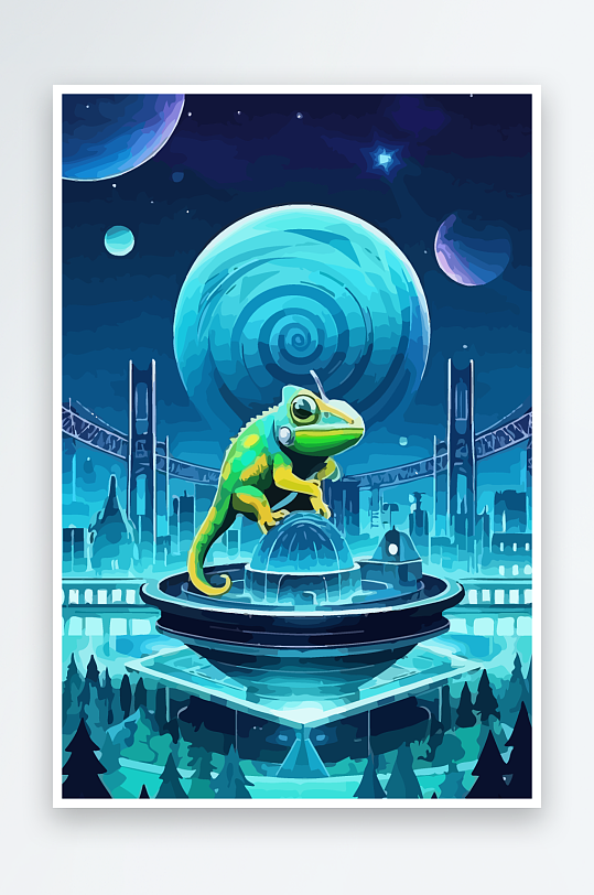 变色龙矢量插画图形-众图网