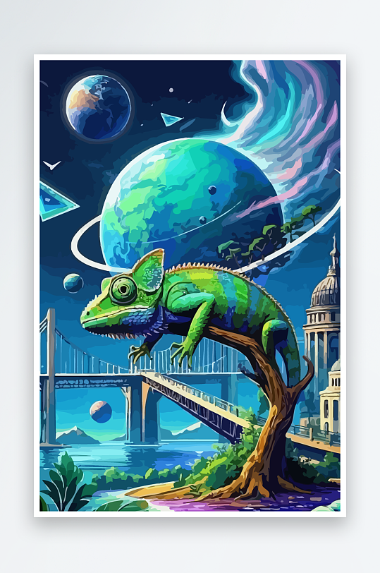 变色龙矢量插画图形-众图网