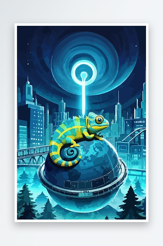 变色龙矢量插画图形-众图网