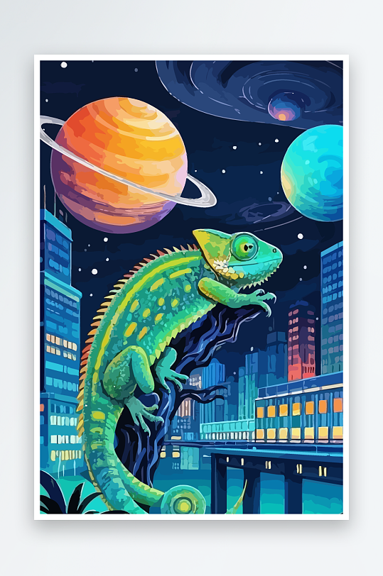 变色龙矢量插画图形元素-众图网