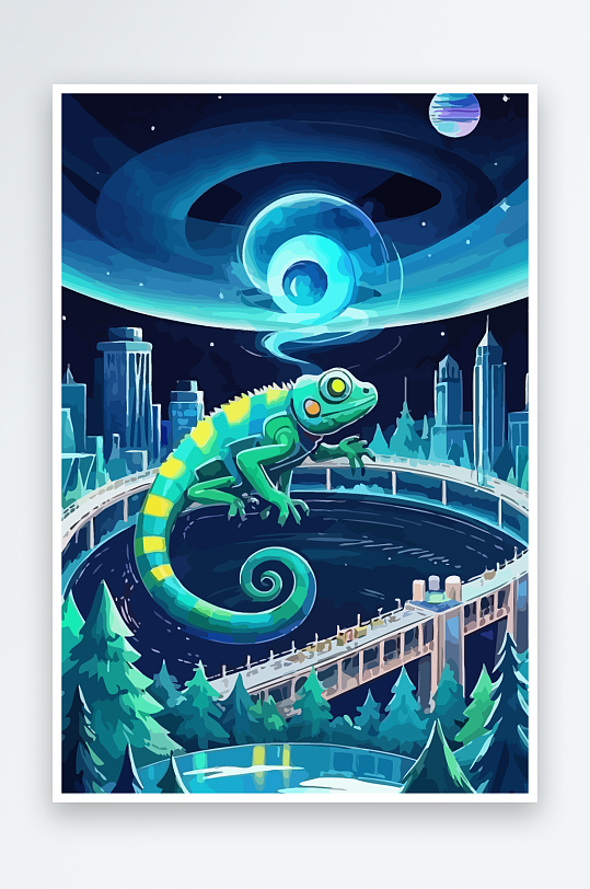 变色龙矢量插画图形元素-众图网