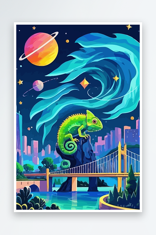 变色龙矢量插画图形元素-众图网