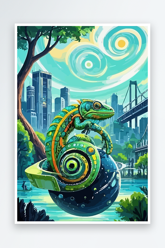 变色龙矢量插画图形元素-众图网