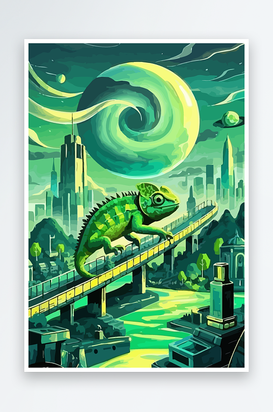 变色龙矢量插画图形元素-众图网