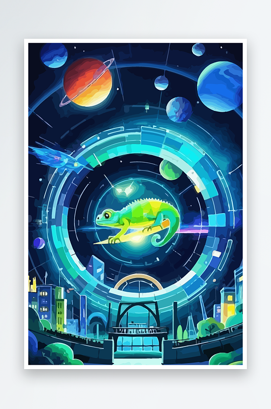 变色龙矢量插画图形元素-众图网