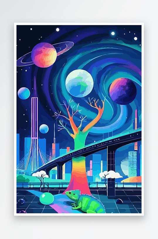 变色龙矢量插画图形元素-众图网