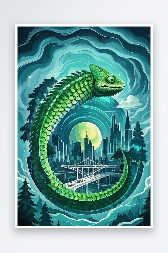 变色龙矢量插画图形元素-众图网