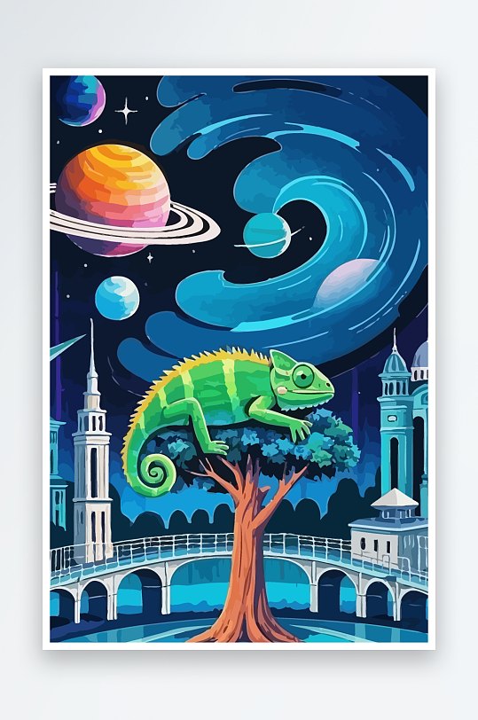 变色龙矢量插画图形元素-众图网