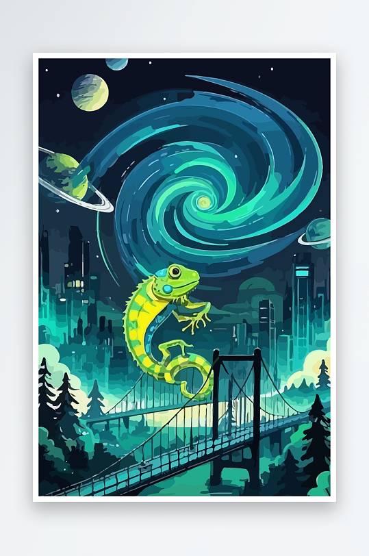 变色龙矢量插画图形元素-众图网