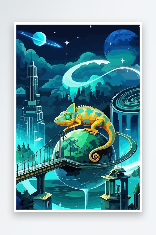 变色龙矢量插画图形元素-众图网