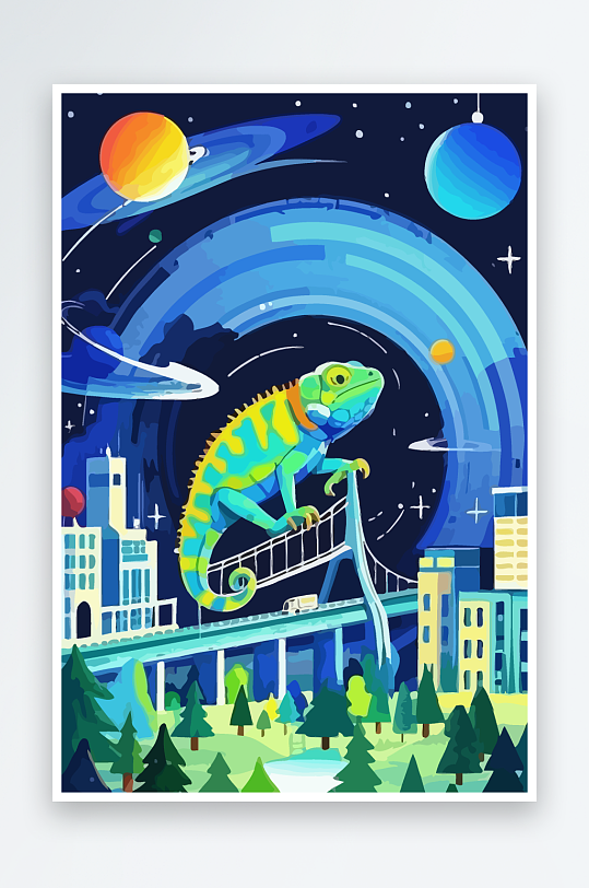 变色龙矢量插画图形-众图网