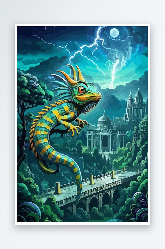 变色龙矢量插画图形-众图网