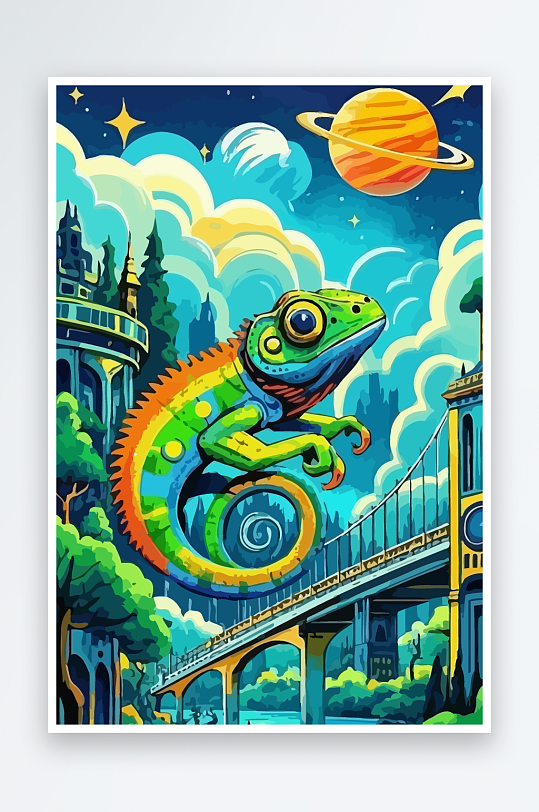 变色龙矢量插画图形-众图网