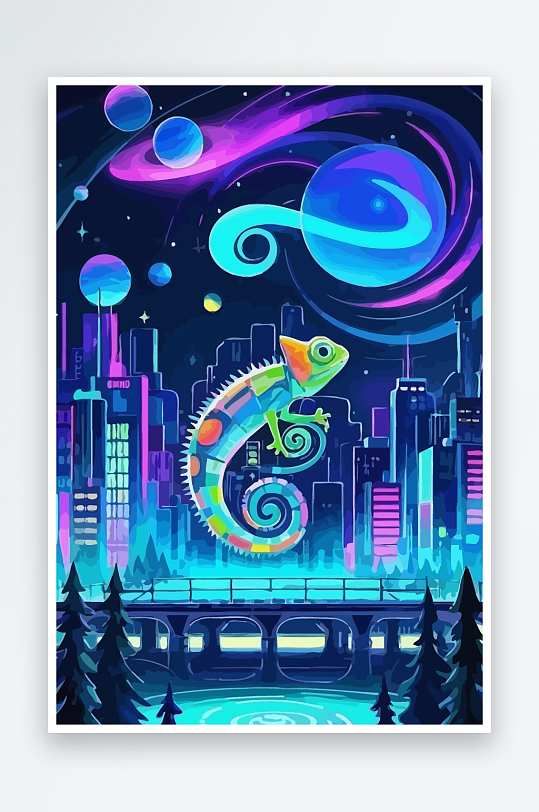 变色龙矢量插画图形-众图网